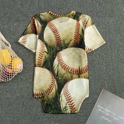Baseballs On Field Print Men's Bodysuit