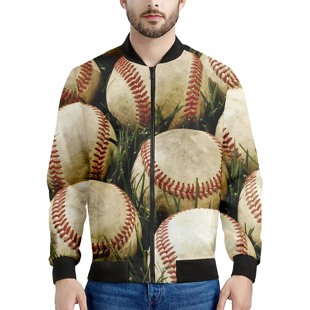 Baseballs On Field Print Men's Bomber Jacket