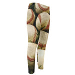 Baseballs On Field Print Men's Compression Pants