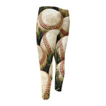 Baseballs On Field Print Men's Compression Pants