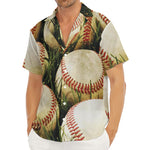 Baseballs On Field Print Men's Deep V-Neck Shirt