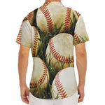 Baseballs On Field Print Men's Deep V-Neck Shirt
