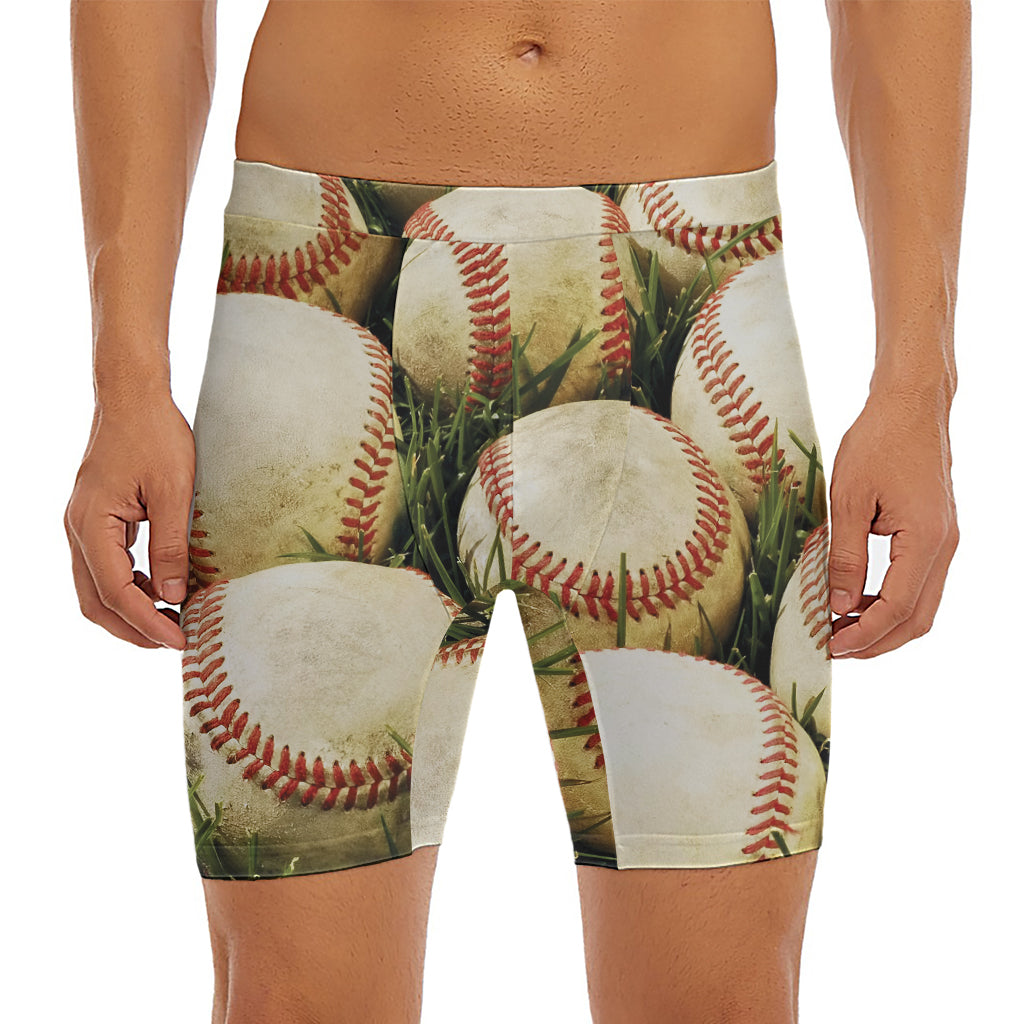 Baseballs On Field Print Men's Long Boxer Briefs