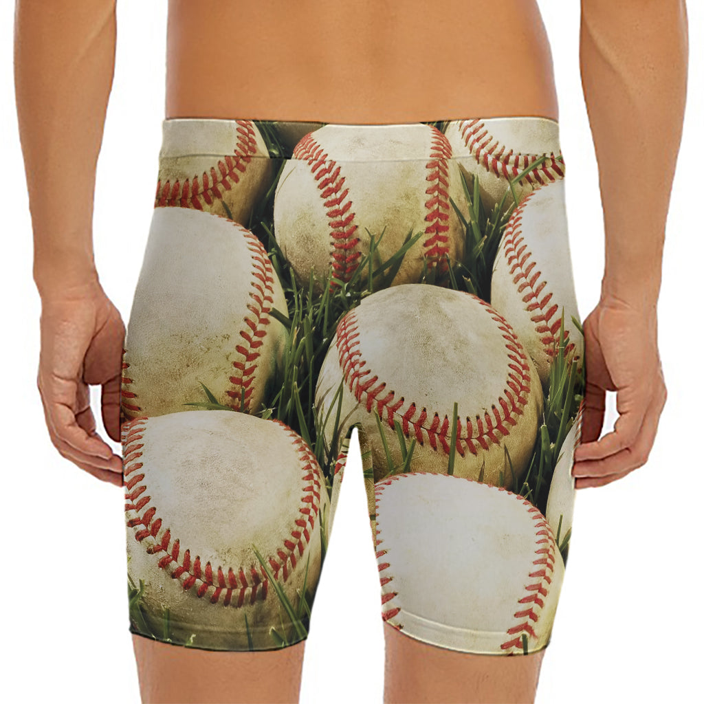 Baseballs On Field Print Men's Long Boxer Briefs