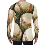 Baseballs On Field Print Men's Long Sleeve T-Shirt