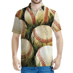 Baseballs On Field Print Men's Polo Shirt