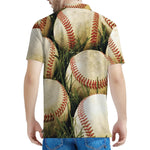 Baseballs On Field Print Men's Polo Shirt