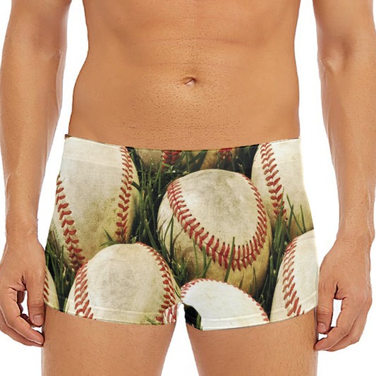 Baseballs On Field Print Men's Short Boxer Briefs