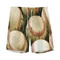 Baseballs On Field Print Men's Athletic Shorts