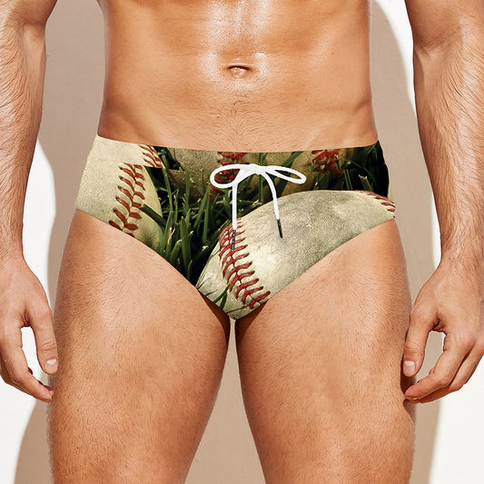 Baseballs On Field Print Men's Swim Briefs