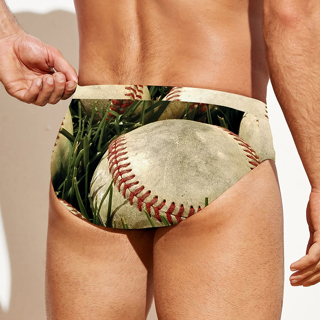 Baseballs On Field Print Men's Swim Briefs