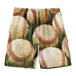 Baseballs On Field Print Men's Swim Trunks