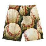 Baseballs On Field Print Men's Swim Trunks