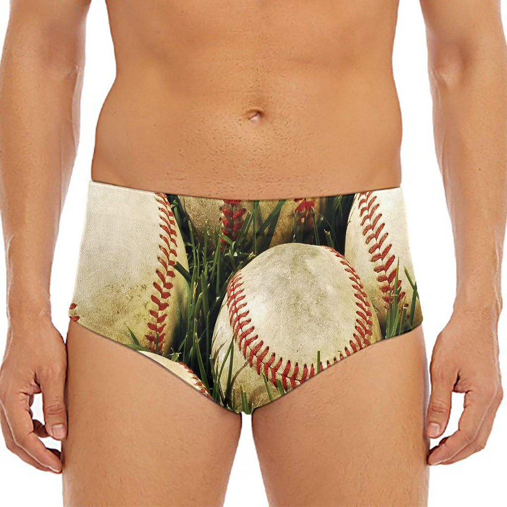 Baseballs On Field Print Men's Triangle Swim Briefs