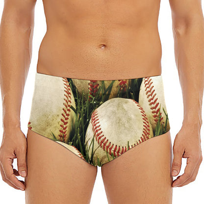 Baseballs On Field Print Men's Triangle Swim Briefs