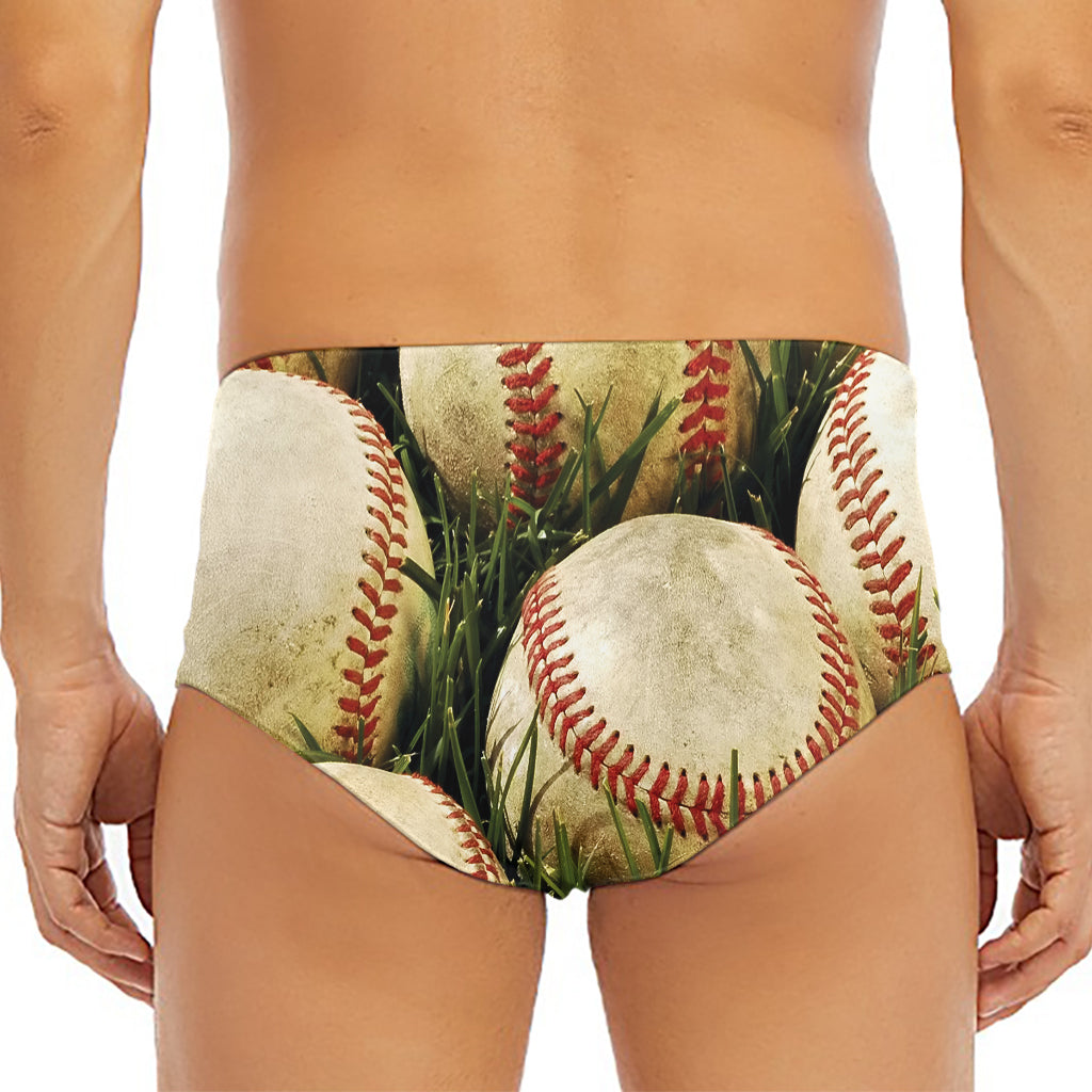 Baseballs On Field Print Men's Triangle Swim Briefs