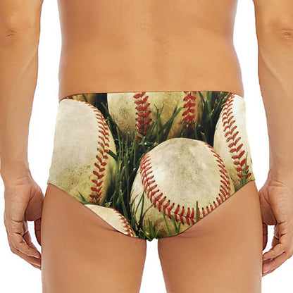 Baseballs On Field Print Men's Triangle Swim Briefs