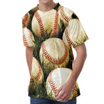 Baseballs On Field Print Men's Velvet T-Shirt
