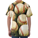 Baseballs On Field Print Men's Velvet T-Shirt