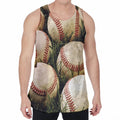 Baseballs On Field Print Men's Velvet Tank Top