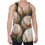 Baseballs On Field Print Men's Velvet Tank Top
