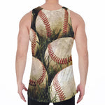 Baseballs On Field Print Men's Velvet Tank Top