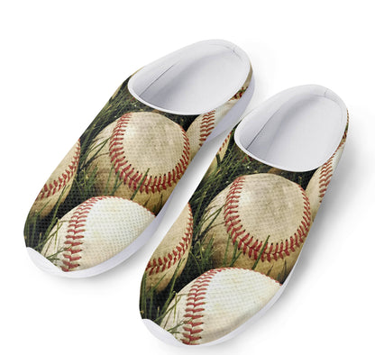 Baseballs On Field Print Mesh Casual Shoes