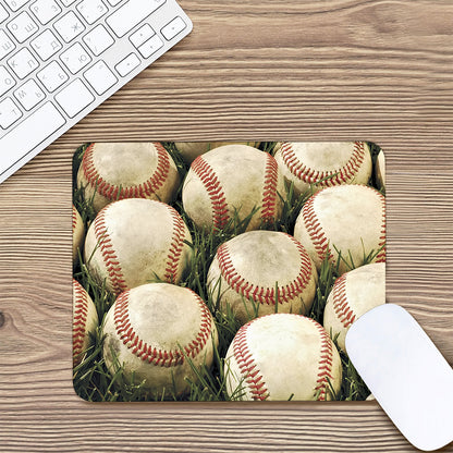 Baseballs On Field Print Mouse Pad