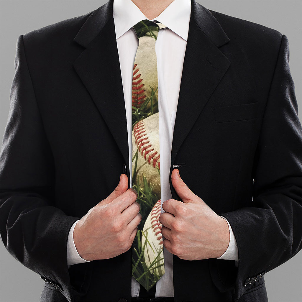 Baseballs On Field Print Necktie