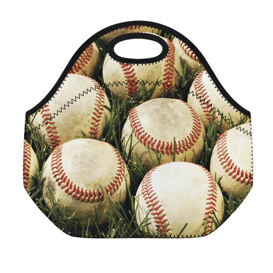 Baseballs On Field Print Neoprene Lunch Bag