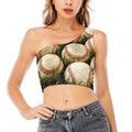 Baseballs On Field Print One Shoulder Crop Top