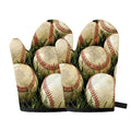 Baseballs On Field Print Oven Mitts