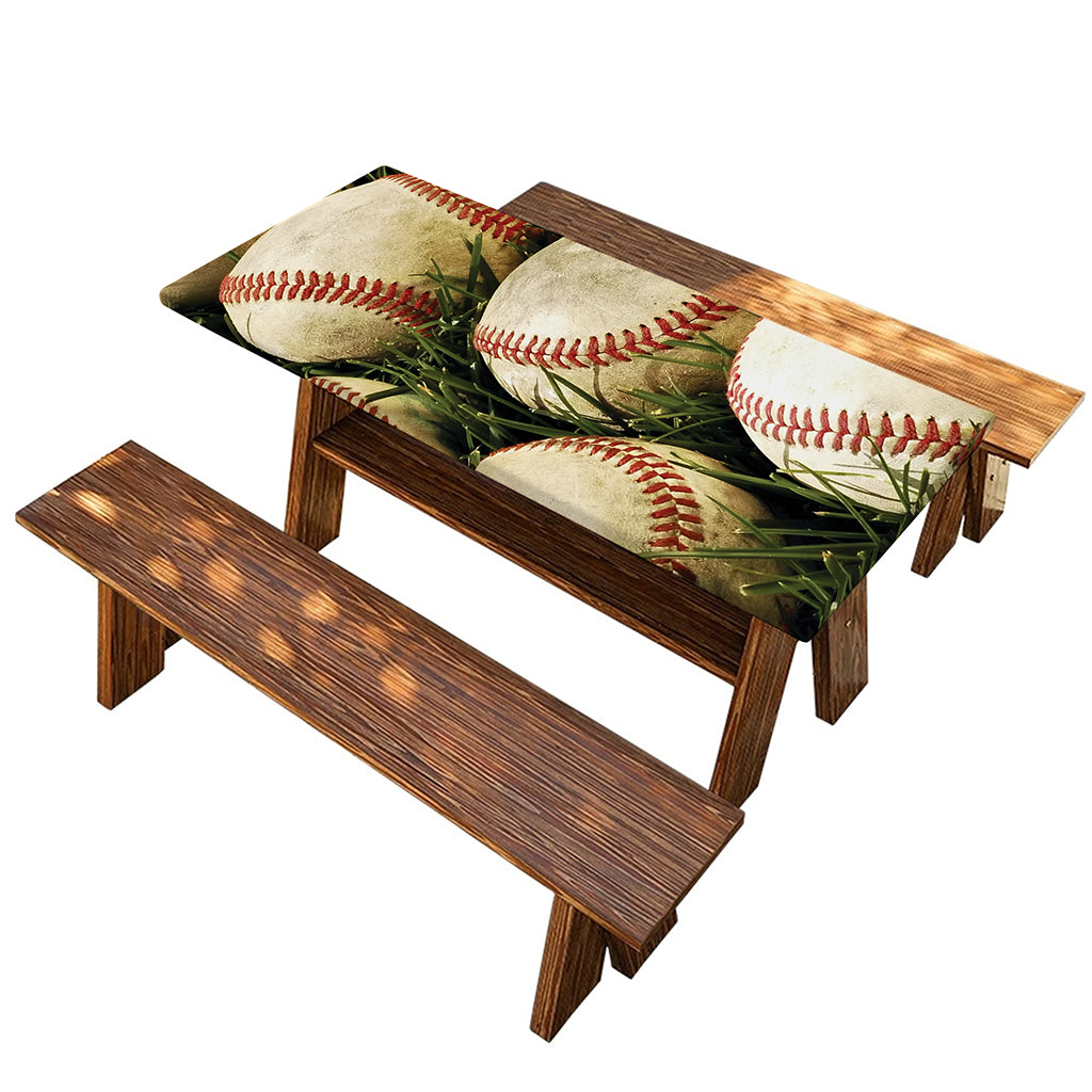 Baseballs On Field Print Picnic Table Cover
