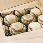 Baseballs On Field Print Polyester Doormat