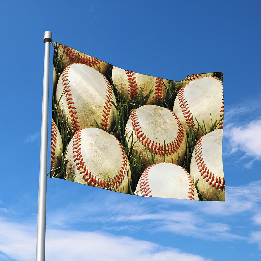 Baseballs On Field Print Polyester Flag