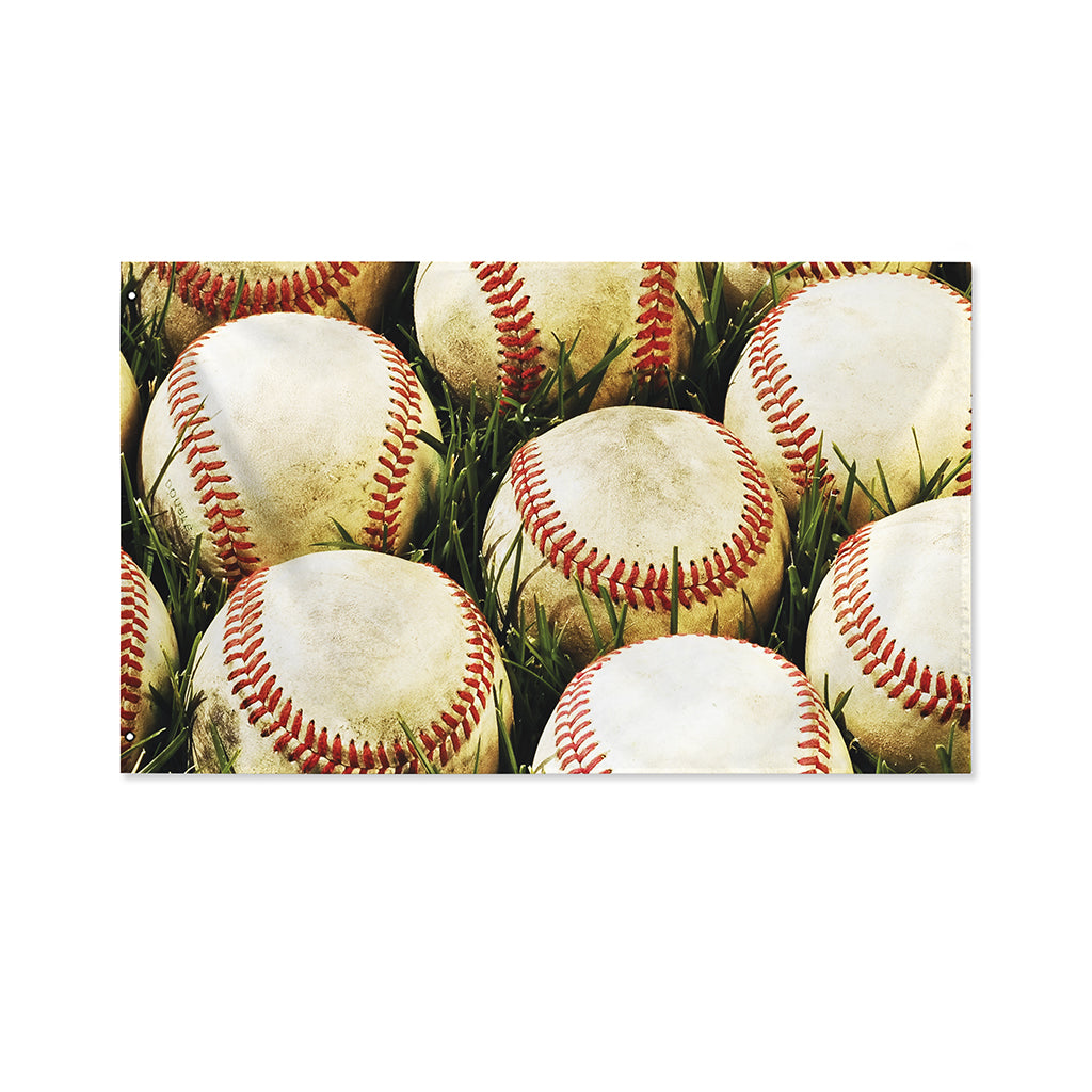 Baseballs On Field Print Polyester Flag