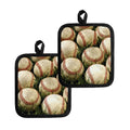 Baseballs On Field Print Pot Holders