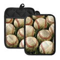 Baseballs On Field Print Pot Holders With Pocket
