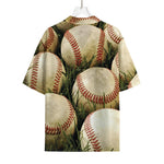 Baseballs On Field Print Rayon Hawaiian Shirt