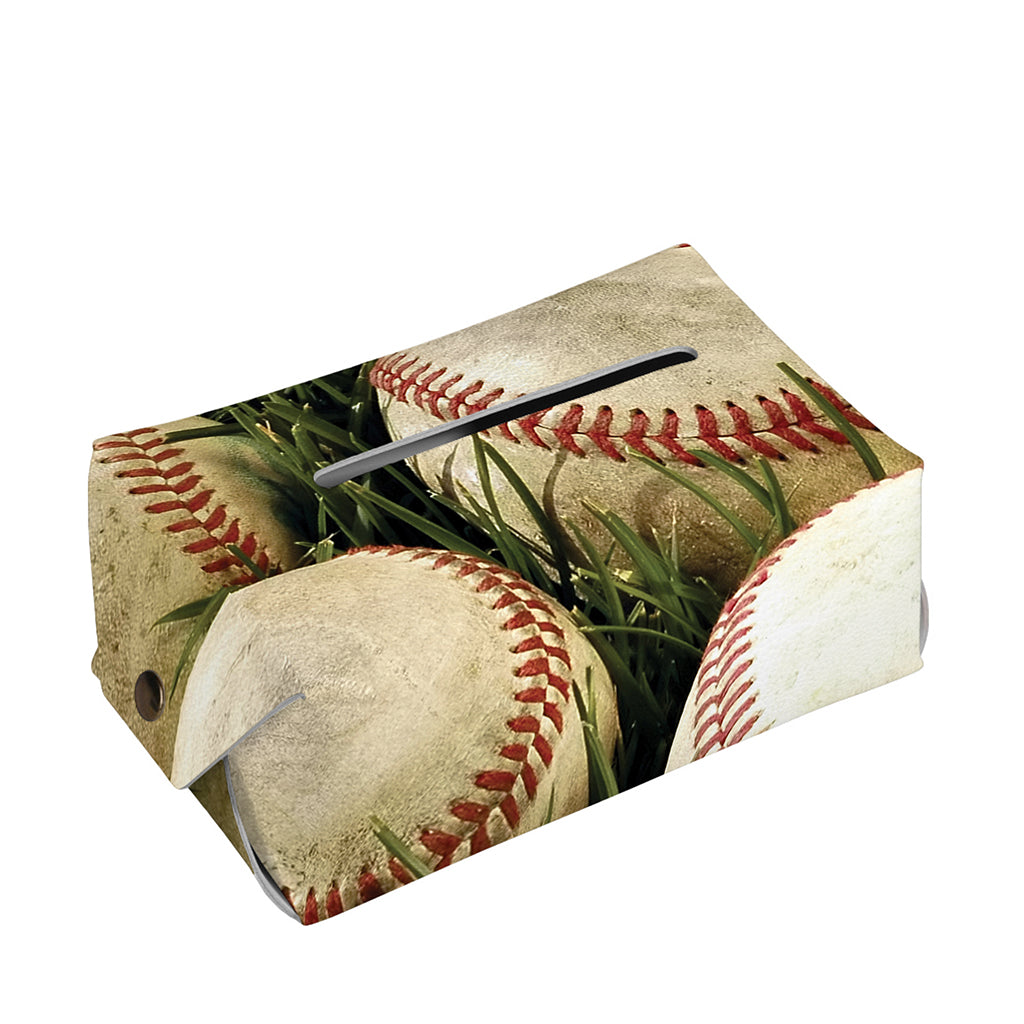 Baseballs On Field Print Rectangle Tissue Box Cover