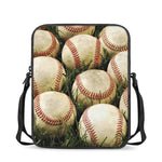 Baseballs On Field Print Rectangular Crossbody Bag