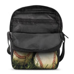Baseballs On Field Print Rectangular Crossbody Bag