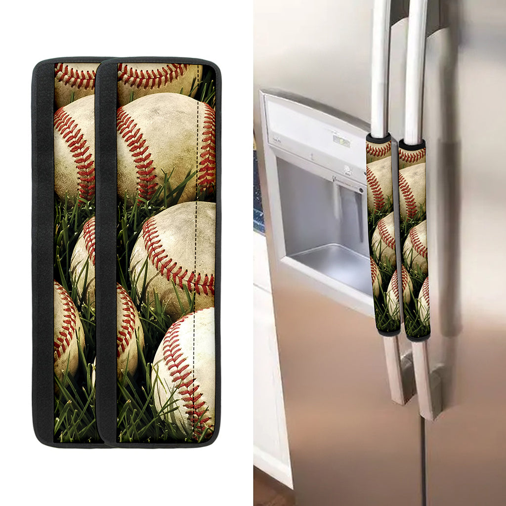 Baseballs On Field Print Refrigerator Handle Covers