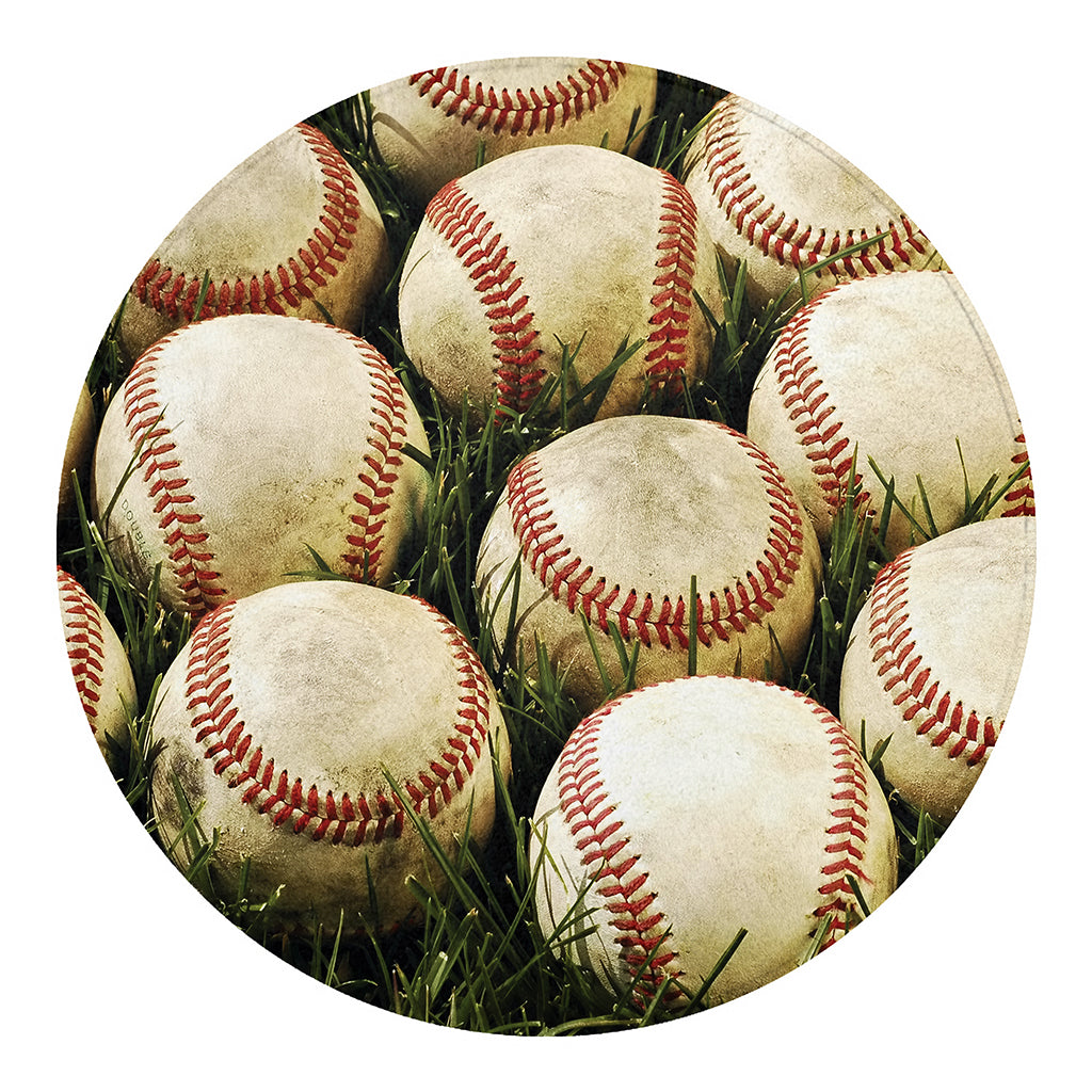 Baseballs On Field Print Round Blanket