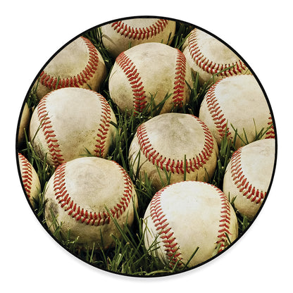 Baseballs On Field Print Round Floor Mat
