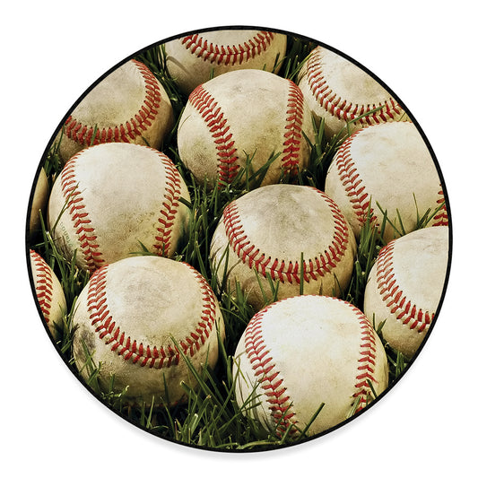 Baseballs On Field Print Round Floor Mat