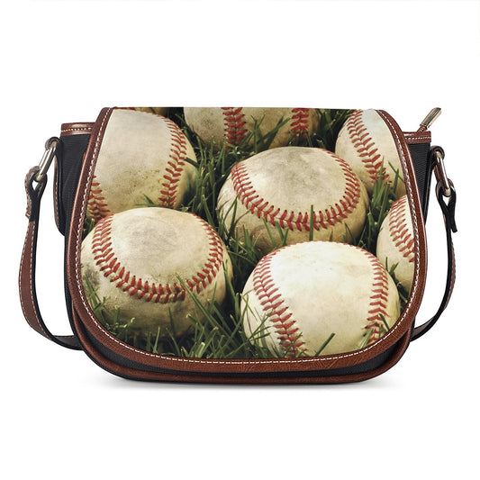 Baseballs On Field Print Saddle Bag