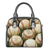 Baseballs On Field Print Shoulder Handbag