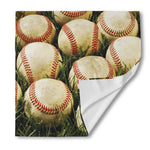 Baseballs On Field Print Silk Bandana