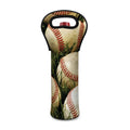 Baseballs On Field Print Single Neoprene Wine Tote